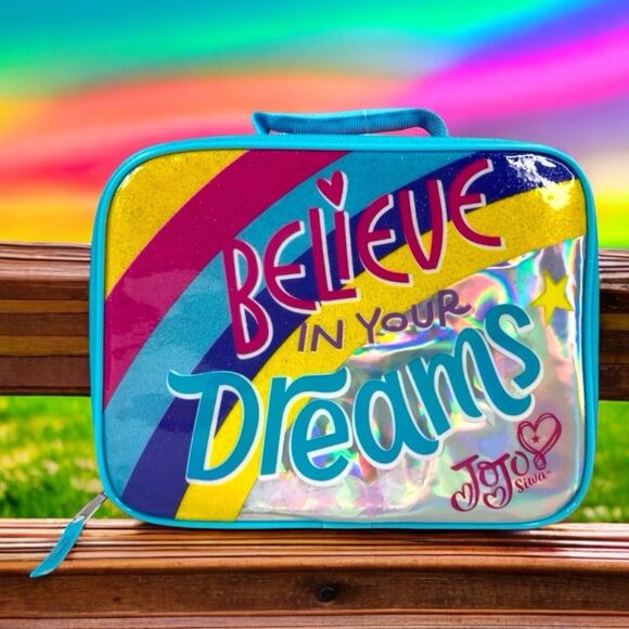 JoJo Siwa Girls Kids Lunch Box Bag Tote Believe in Your Dreams Pink Rainbow NWT - Picture 7 of 16